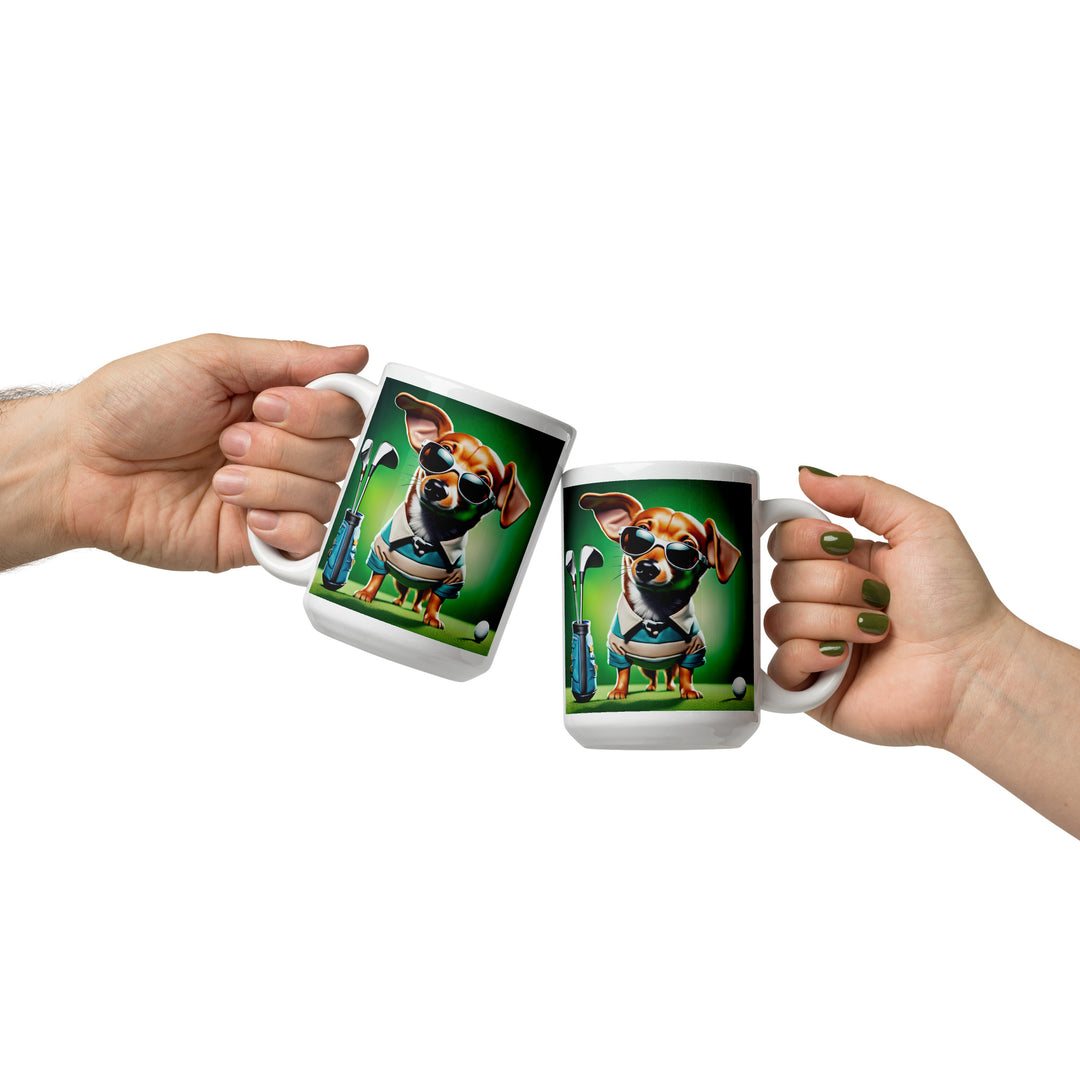 Chiweenie Golfer- White glossy mug v6