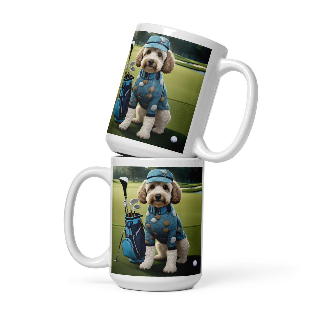 Cockapoo Golfer- White glossy mug v4