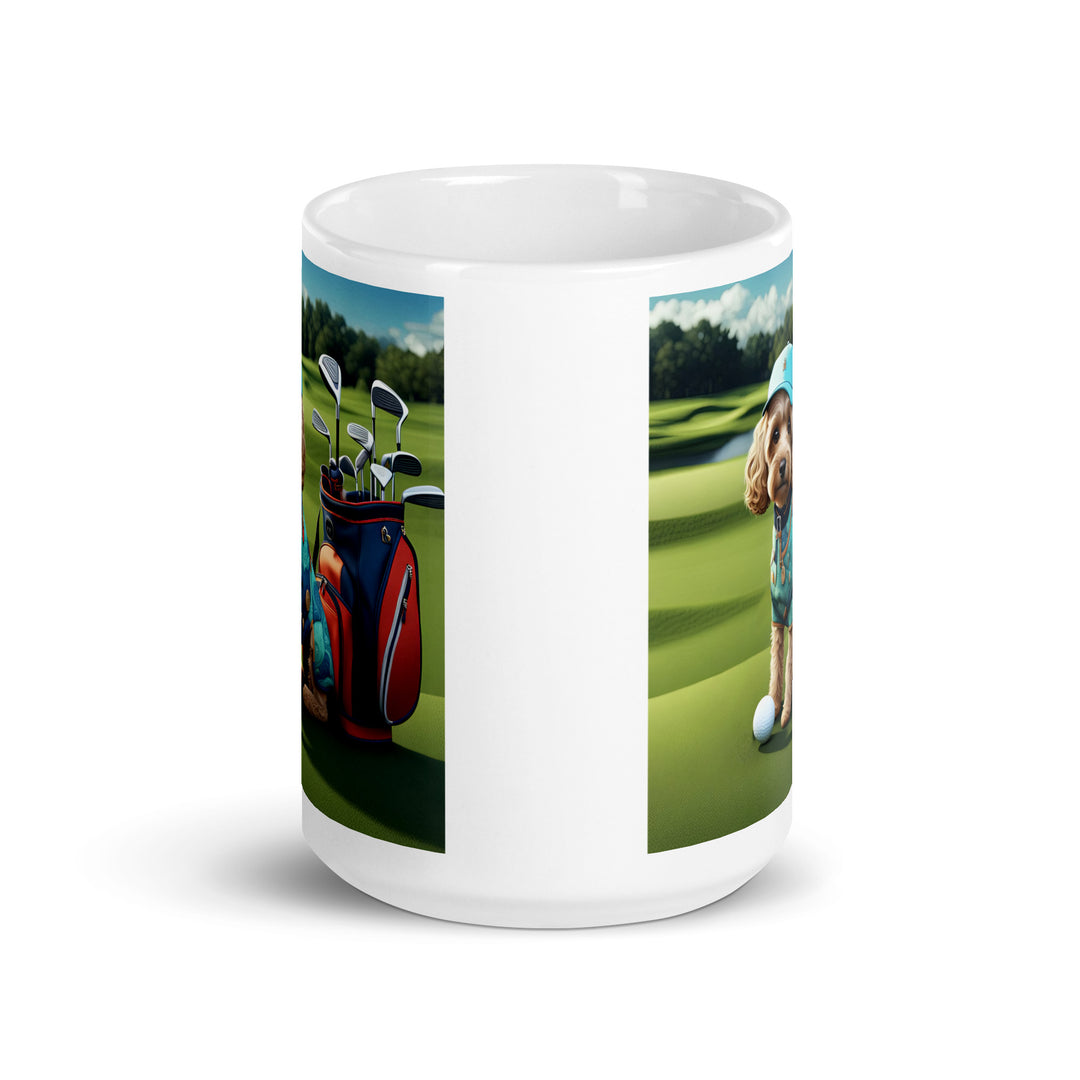 Cockapoo Golfer- White glossy mug v5