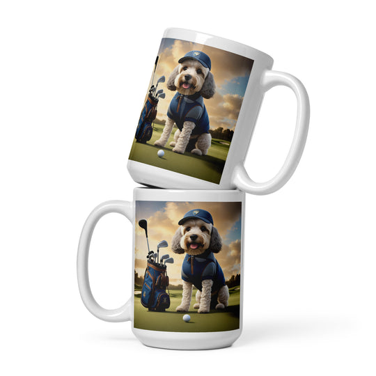 Cockapoo Golfer- White glossy mug v8