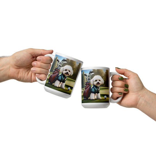 Maltipoo Golfer- White glossy mug v4