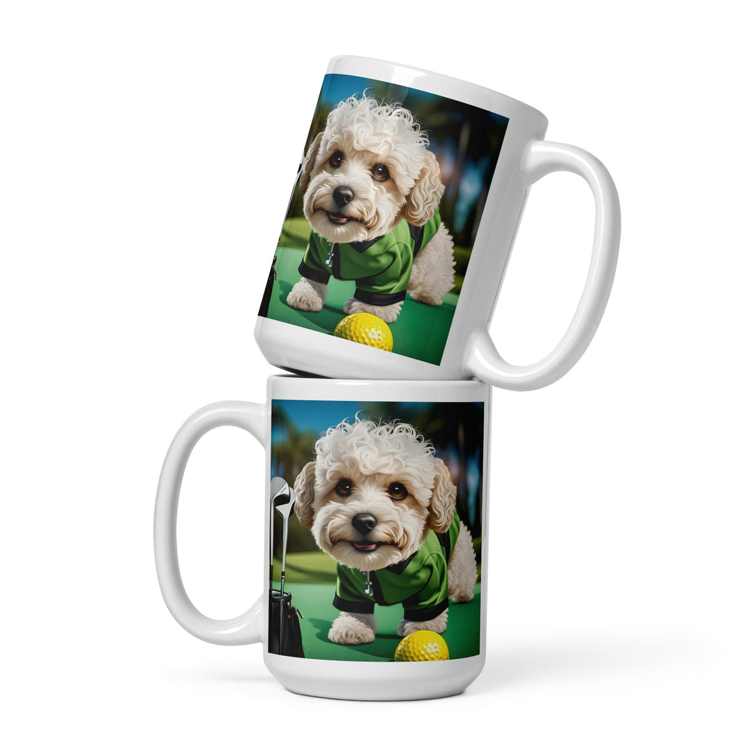 Maltipoo Golfer- White glossy mug v5