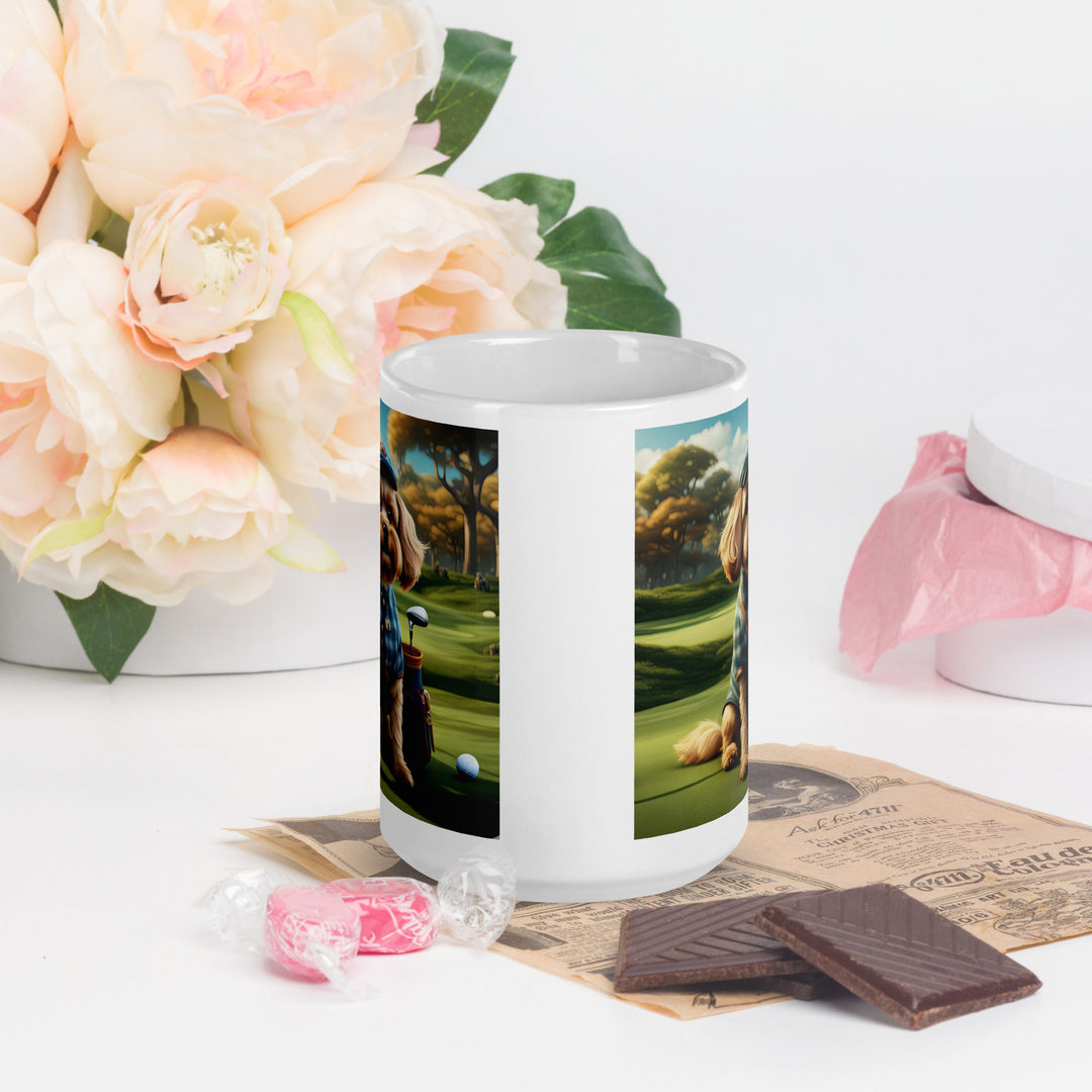 Pekapoo Golfer- White glossy mug