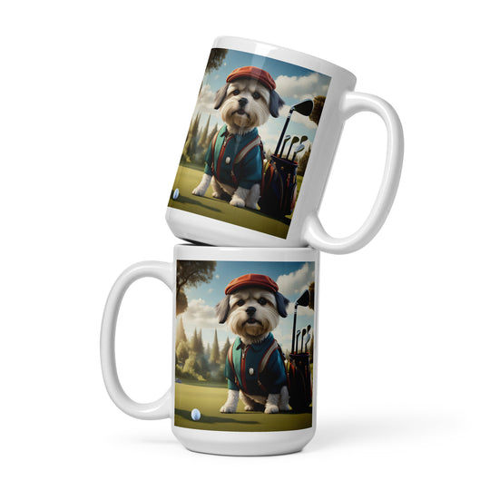 Pekapoo Golfer- White glossy mug v3