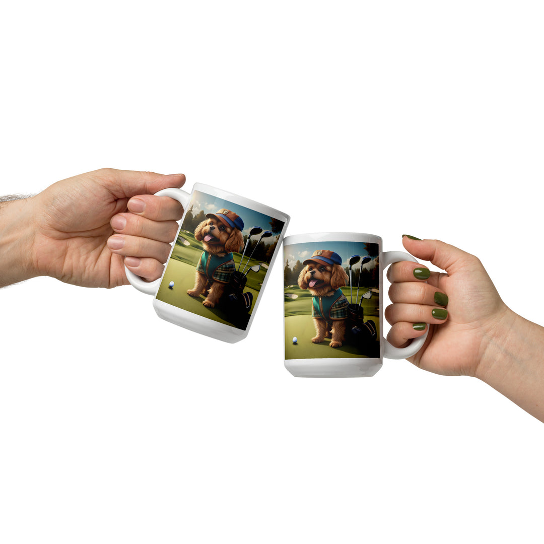 Pekapoo Golfer- White glossy mug v12