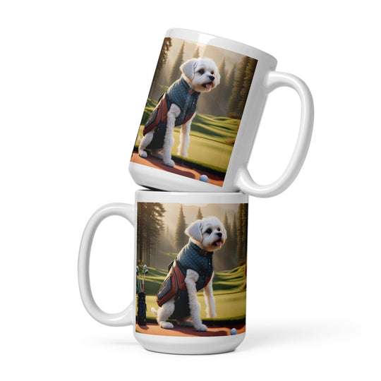 Pugapoo Golfer- White glossy mug v8