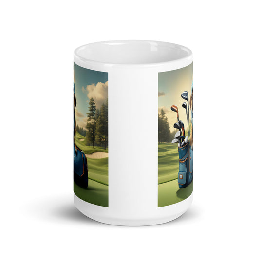 Puggle Golfer- White glossy mug v2