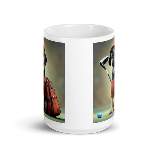 Puggle Golfer- White glossy mug v4