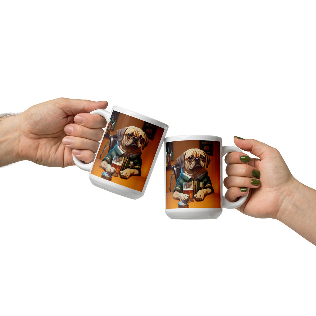 Puggle Golfer- White glossy mug v14