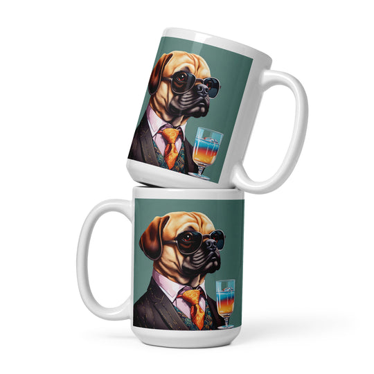 Puggle General- White glossy mug