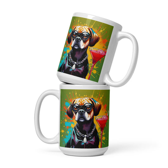 Puggle General- White glossy mug v9