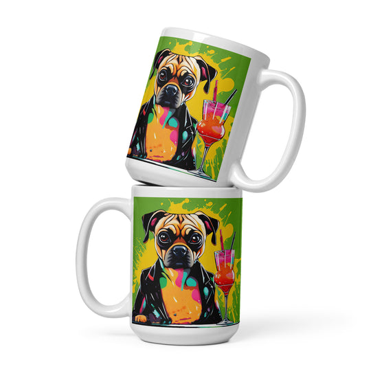 Puggle General- White glossy mug v10