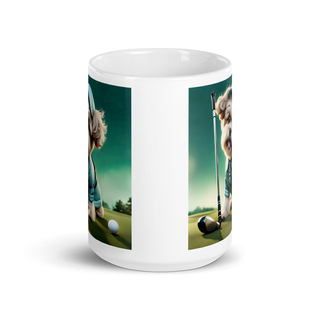 Shih-Poo Golfer- White glossy mug