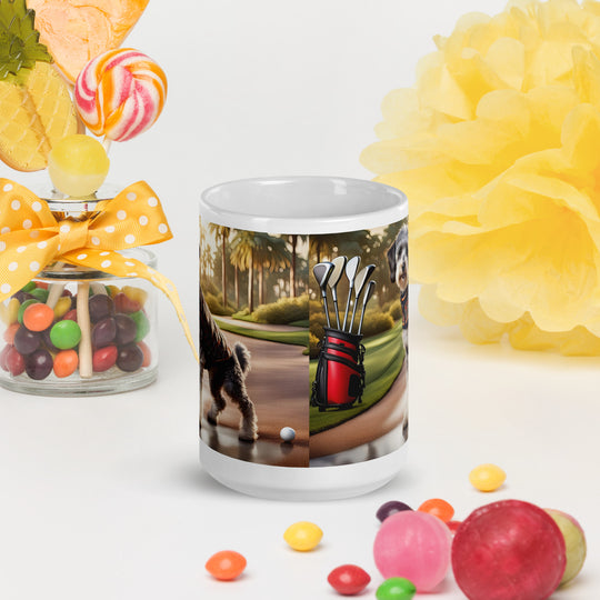 Schnoodle Golfer- White glossy mug v11