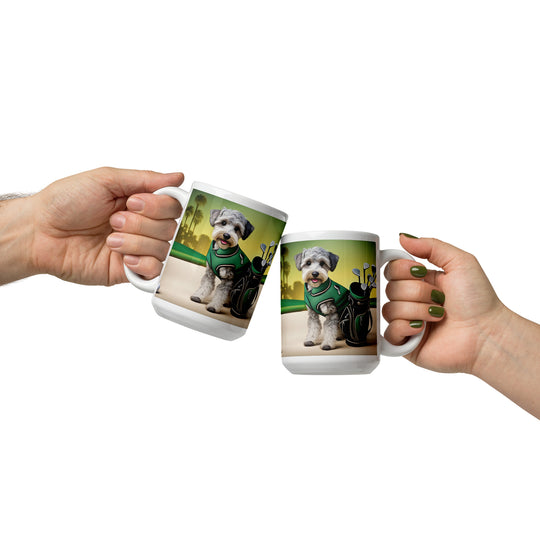 Schnoodle Golfer- White glossy mug v13