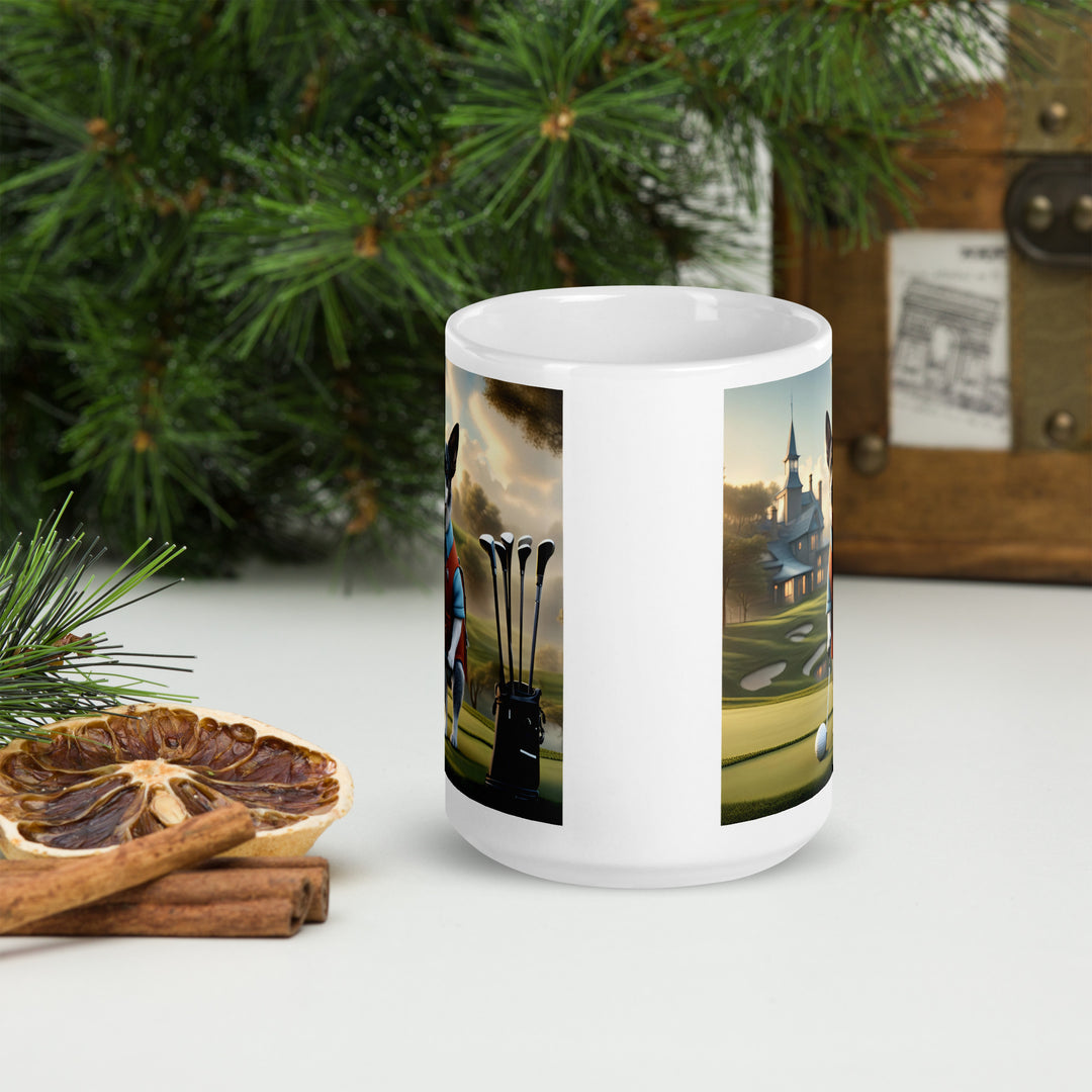 Texas Heeler Golfer- White glossy mug