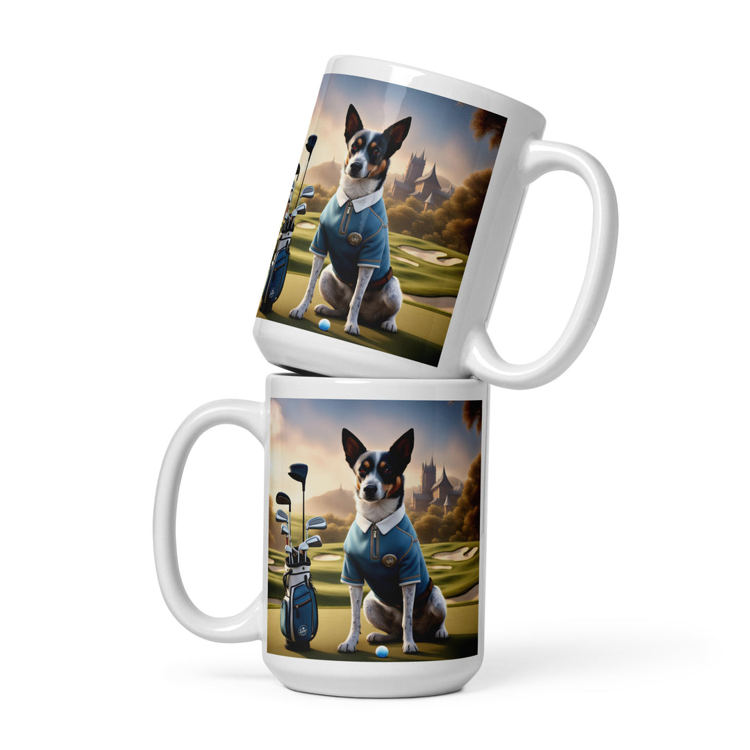 Texas Heeler Golfer- White glossy mug v3
