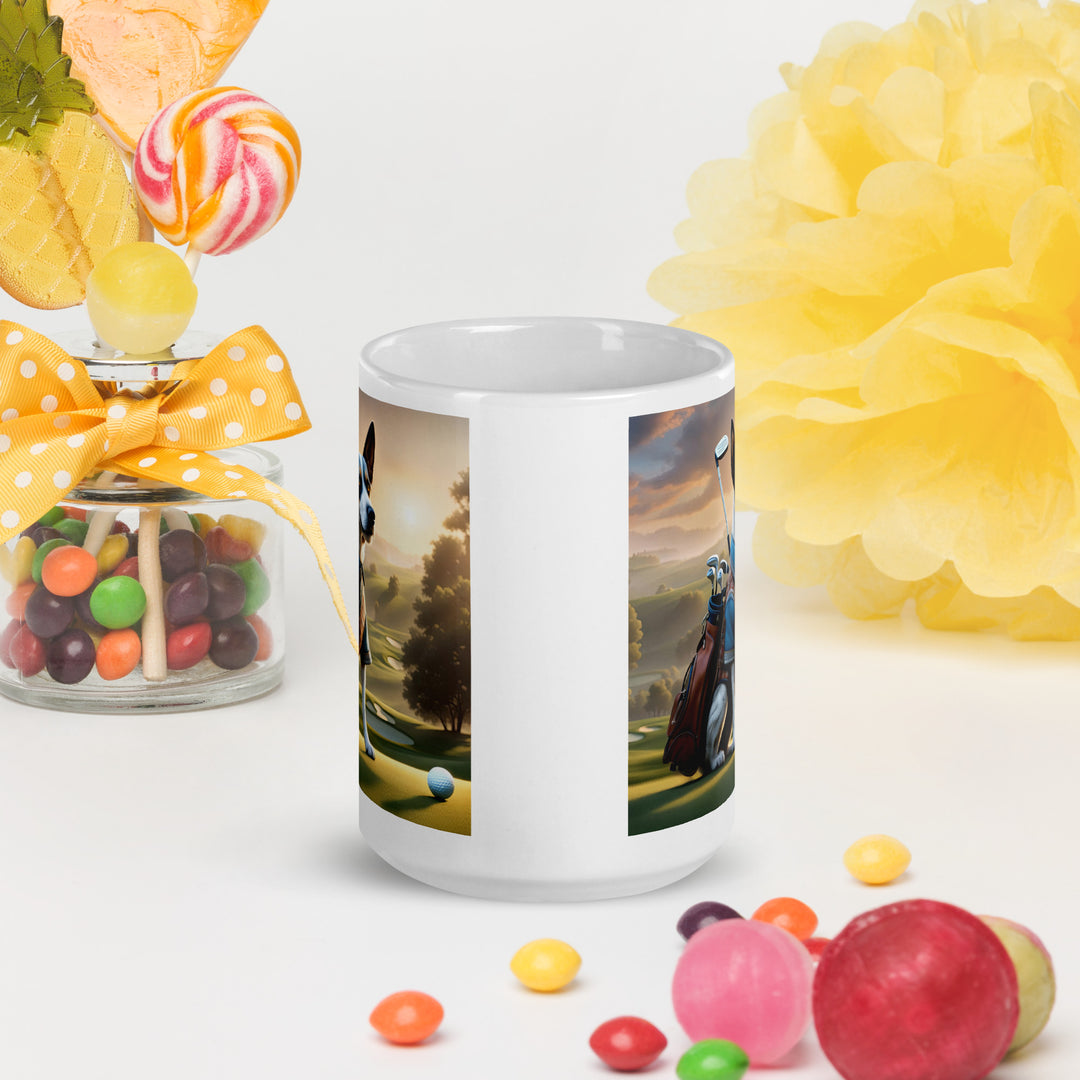 Texas Heeler Golfer- White glossy mug v6