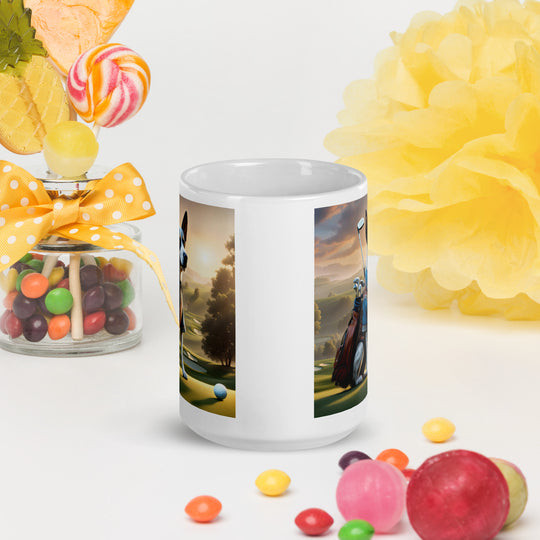 Texas Heeler Golfer- White glossy mug v6