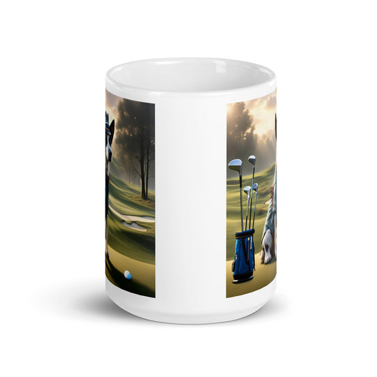 Texas Heeler Golfer- White glossy mug v8