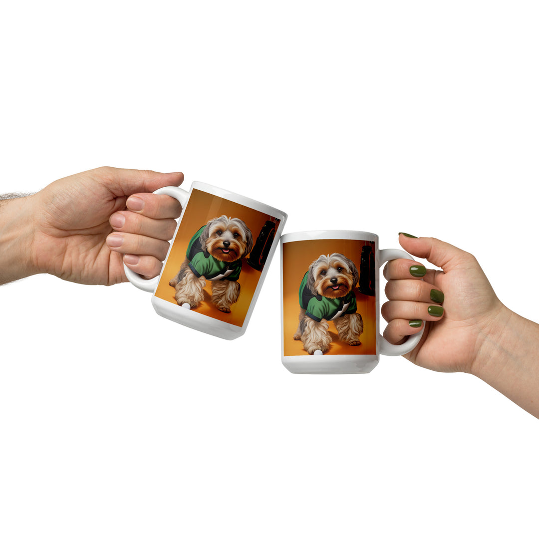 Yorkipoo Golfer- White glossy mug v11