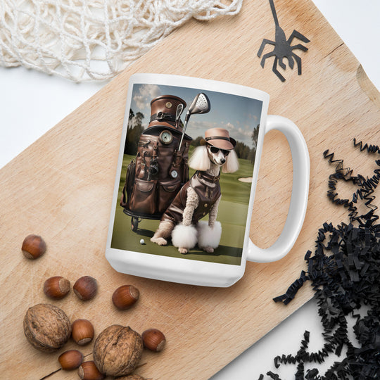 Poodle Golfer- White glossy mug V7