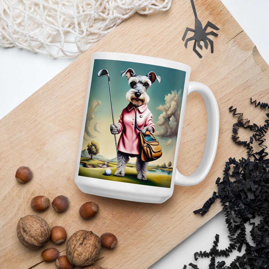 Miniature Schnauzer Golfer- White glossy mug v4