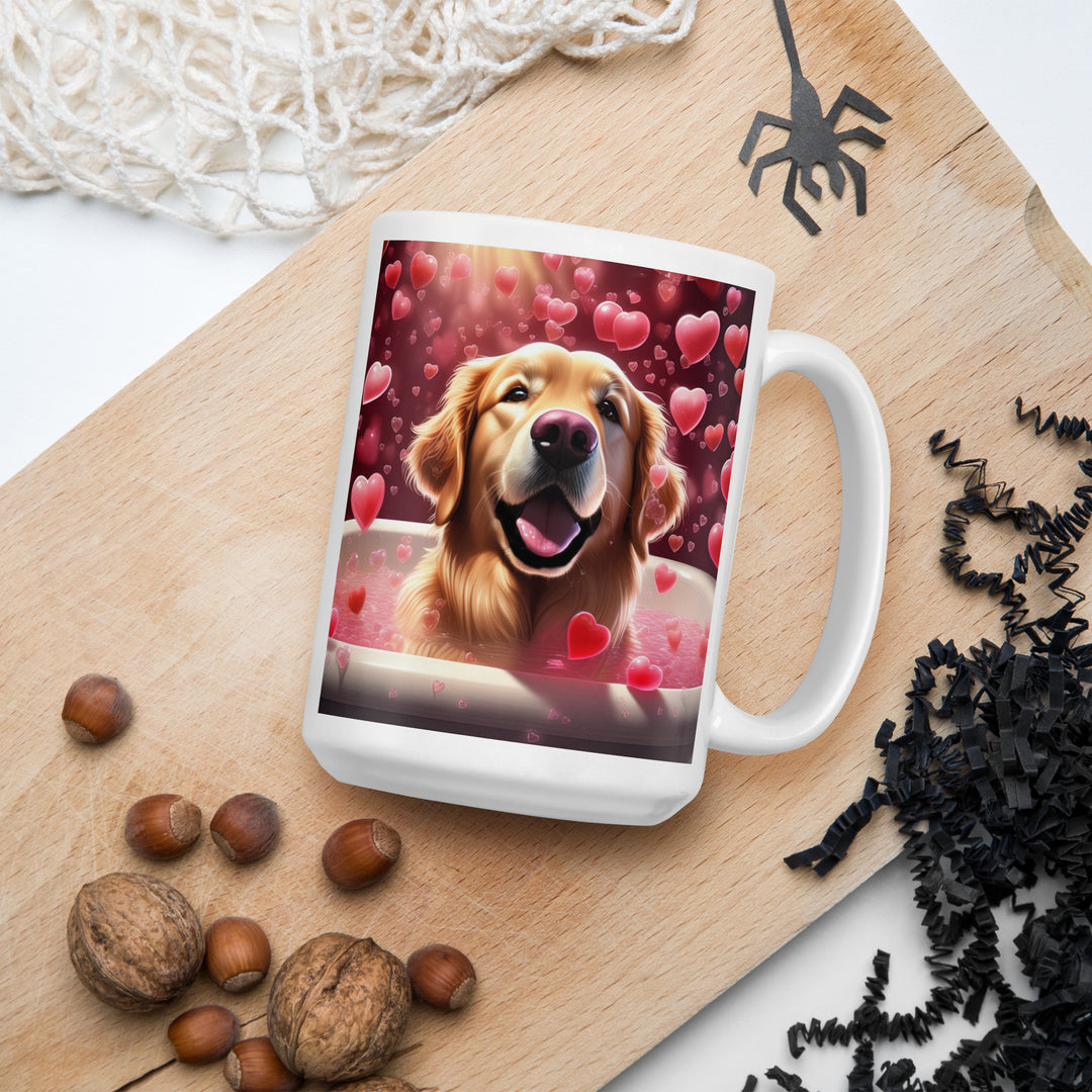 Golden Retriever Romantic- White glossy mug