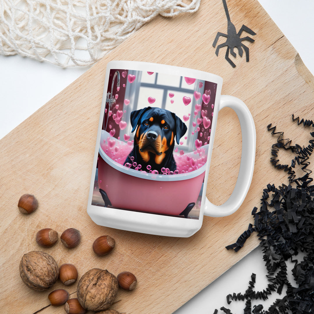 Rottweiler Romantic- White glossy mug