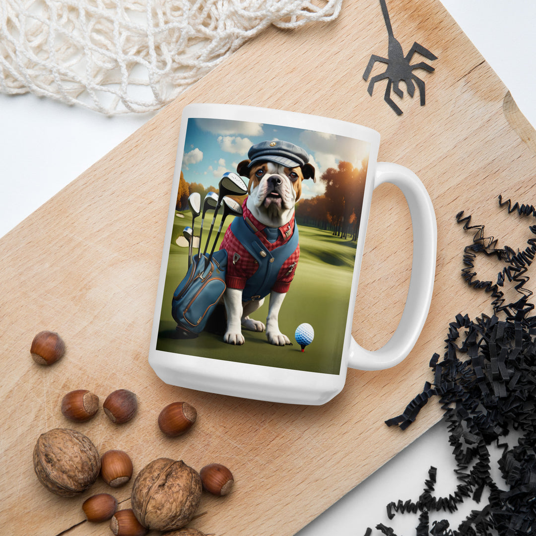 Catahoula Bulldog Golfer- White glossy mug v6