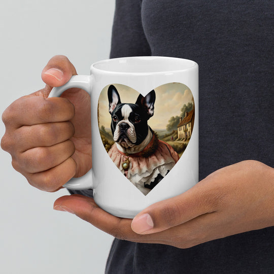 White glossy mug-French Bulldog V4