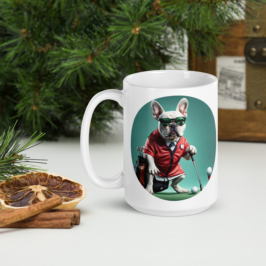 White glossy mug-French Bulldog V5