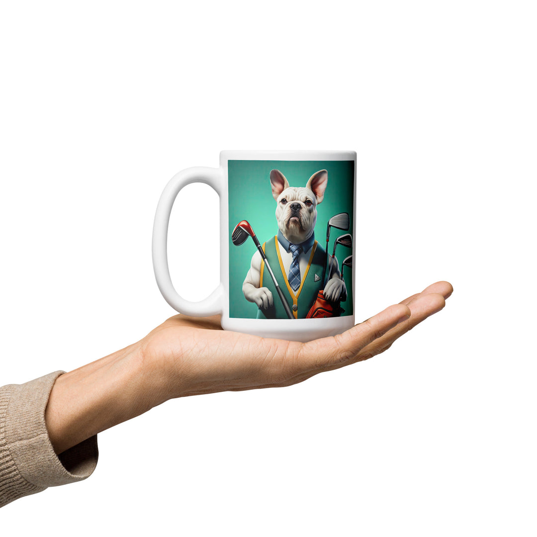 American Bulldog Golfer- White glossy mug v2