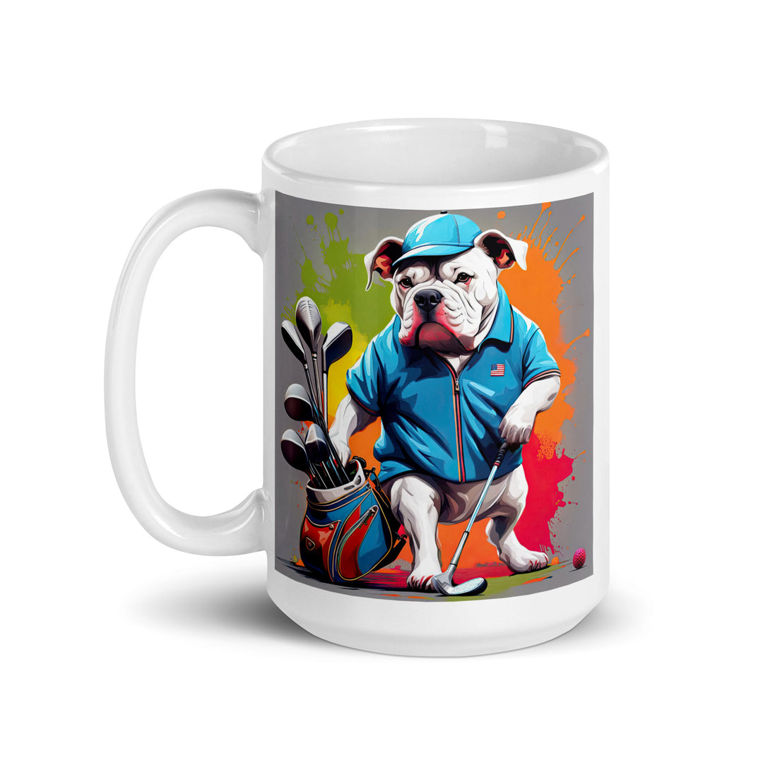 Bulldog Golfer- White glossy mug v3