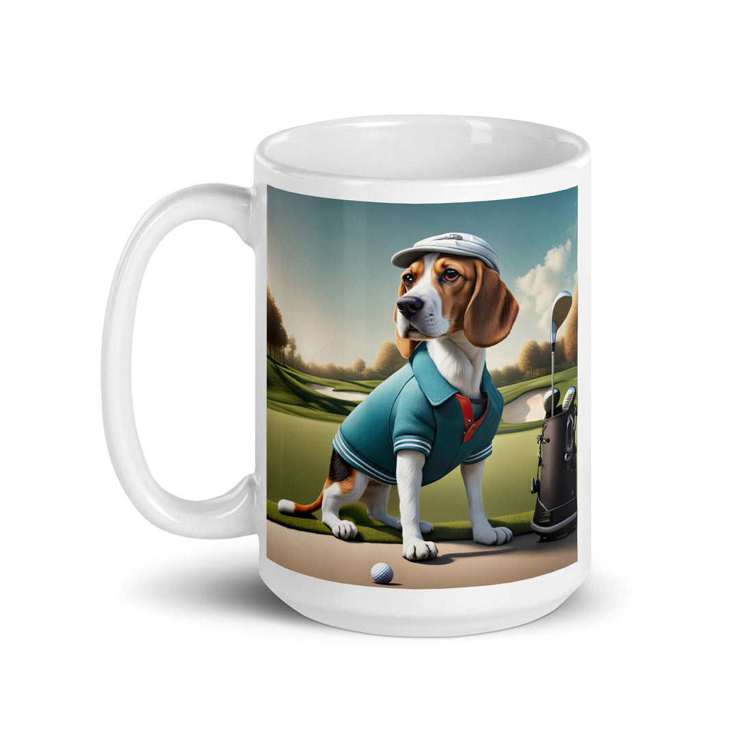 Beagle Golfer- White glossy mug v2