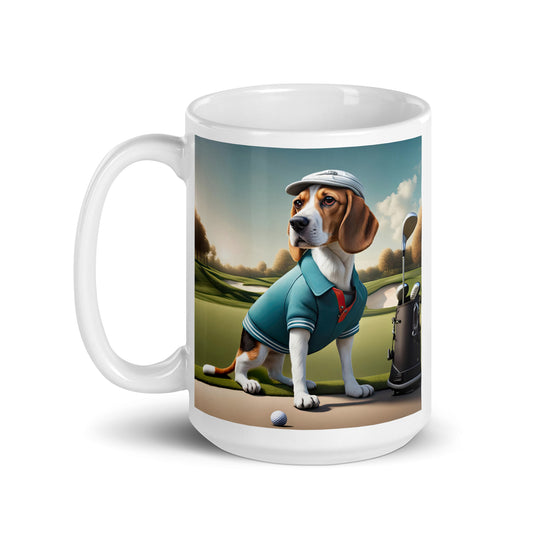 Beagle Golfer- White glossy mug v2