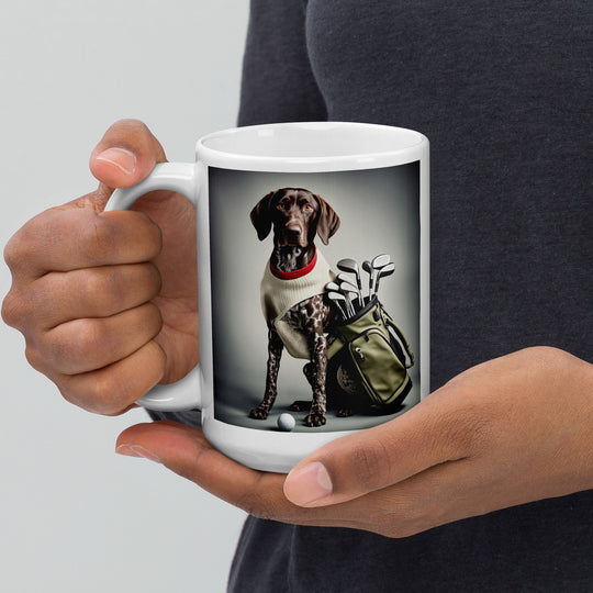 German Shorthaired Pointer Golfer- White glossy mug v4