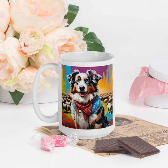 Australian Shepherd- White glossy mug v3