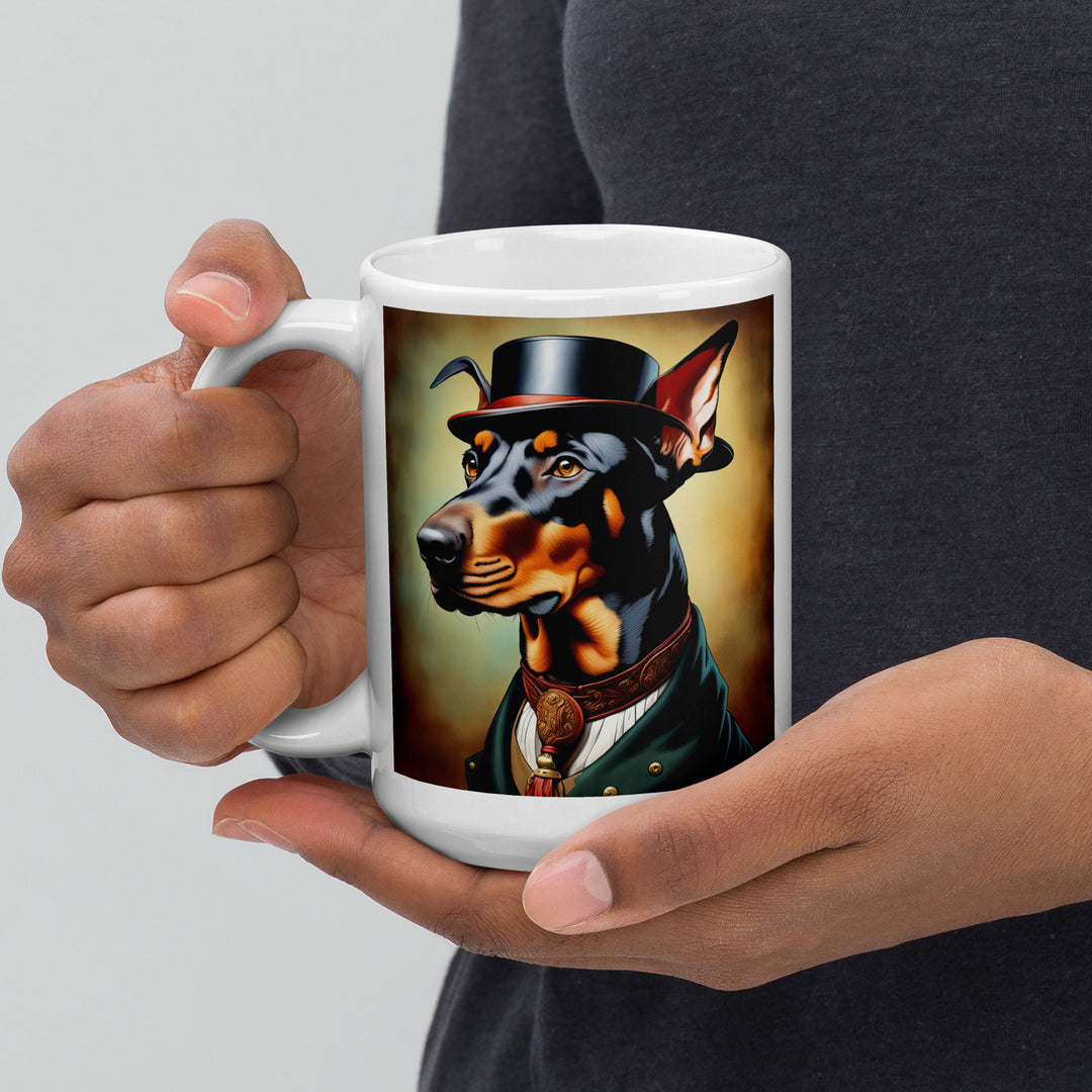 Doberman Pinscher- White glossy mug v3