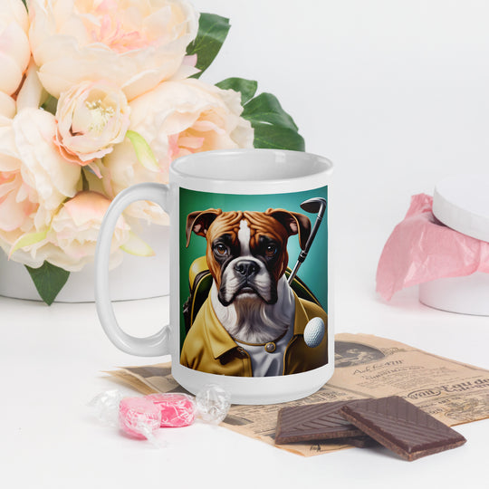 Boxer Golfer- White glossy mug