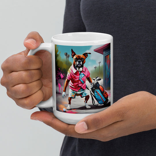 Boxer Golfer- White glossy mug v2