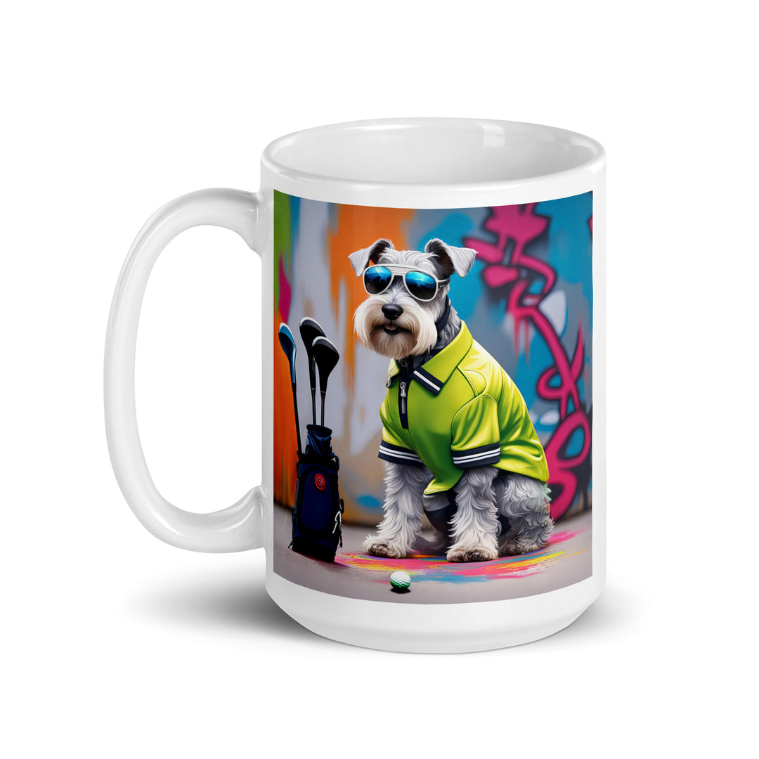 Miniature Schnauzer Golfer- White glossy mug v2