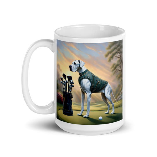 Great Dane Golfer- White glossy mug v3