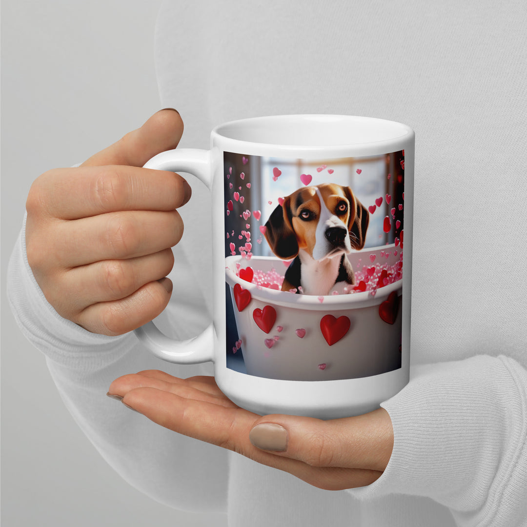 Beagle Romantic- White glossy mug