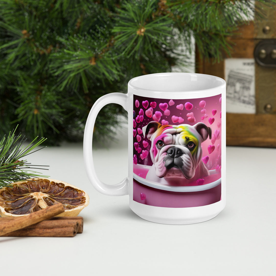 Bulldog Romantic- White glossy mug