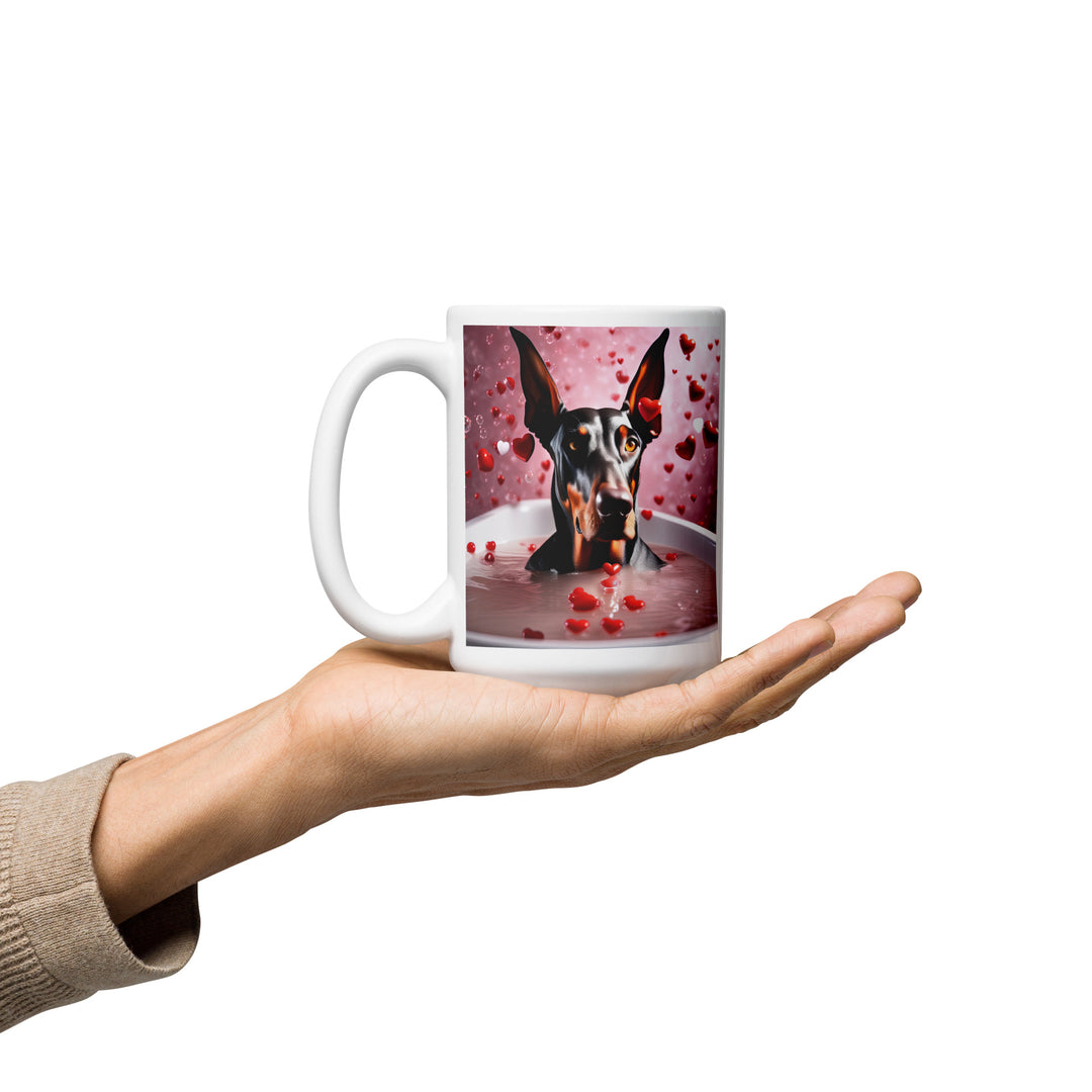 Doberman Pinscher Romantic- White glossy mug