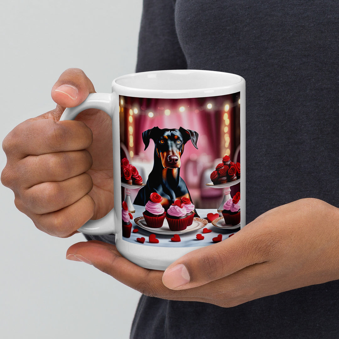 Doberman Pinscher Romantic- White glossy mug v2