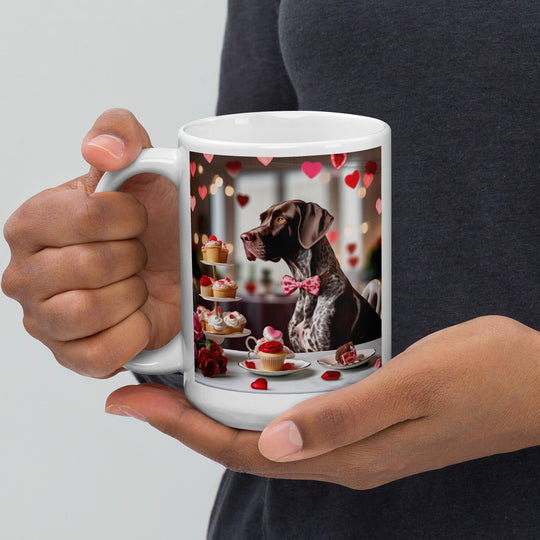 German Shorthaired Pointer Romantic- White glossy mug v3