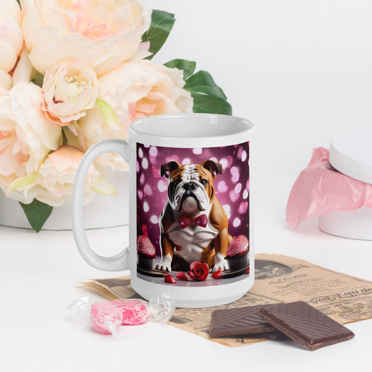 Bulldog Romantic- White glossy mug v2