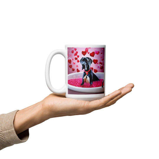 Great Dane Romantic- White glossy mug